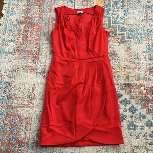 Faux Wrap Red Sleeveless Tank Dress Fully Lined Tag Size 4 Fits Like Size 2